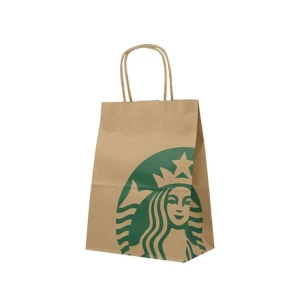 Custom Logo Printed Cheap Eco Recycle Take Away Food Packaging Paper Bag With Handles
