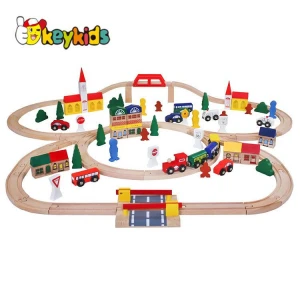 Big sale educational children wooden toy train sets for wholesale W04C080