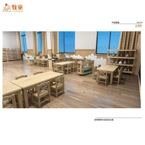 Top Quality Solid Rubber Wood Kindergarten Nursery Tables and Chairs Preschool Daycare Furniture Sets For Sale