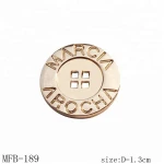 Custom brand logo deboss metal 4 holes sewing button for clothing