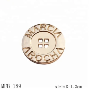 Custom brand logo deboss metal 4 holes sewing button for clothing