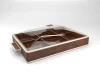 Matte-Lacquer Snack Tray with Leather Decor