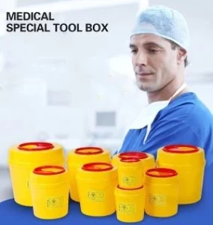 Factory Wholesale Plastic Disposable Medical Class Carton Needles Sharp Waste Collection Boxes Bins Containers, Disposable Plastic Medical Sharp Waste Boxes