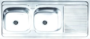 Chrome Kitchen Sink Quality 430, Dual Bowls with Dropper