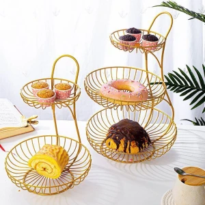 Multi-layer creative fashion living room fruit basket 3-layer metal snack basket