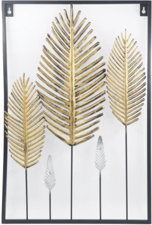 Indoor residential bedroom and living room black gold metal frame hanging plant art wall decoration033-212062