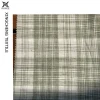 100% Linen Yarn Dyed Green And White Check Fabric For Suits