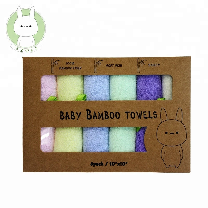 100% Natural Organic Soft Bamboo Washcloths 10&quot;x10&quot; Baby Face Towel 6 Pack