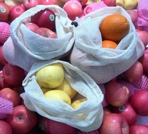 100% organic cotton reusable fruit mesh bag