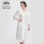 Import 100% Silk New Arrival Noble Champagne Silk Vintage V neck Lapel Three Quarter Bathrobe with Front Ruffles from China