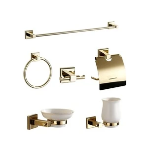11100 Gold Black 6 Pcs Bathroom Accessories Set
