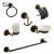 Import 11100 Gold Black 6 Pcs Bathroom Accessories Set from China