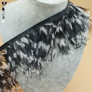 11cm black and white ostrich feather trim for designer dress