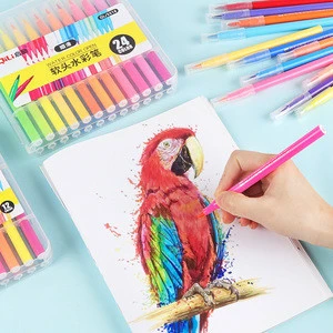 12 24 36 Colors Watercolor Brush Marker Pens Water Coloring Brush,Color Nylon Real Felt Tip Brush Pens ,Water color pen