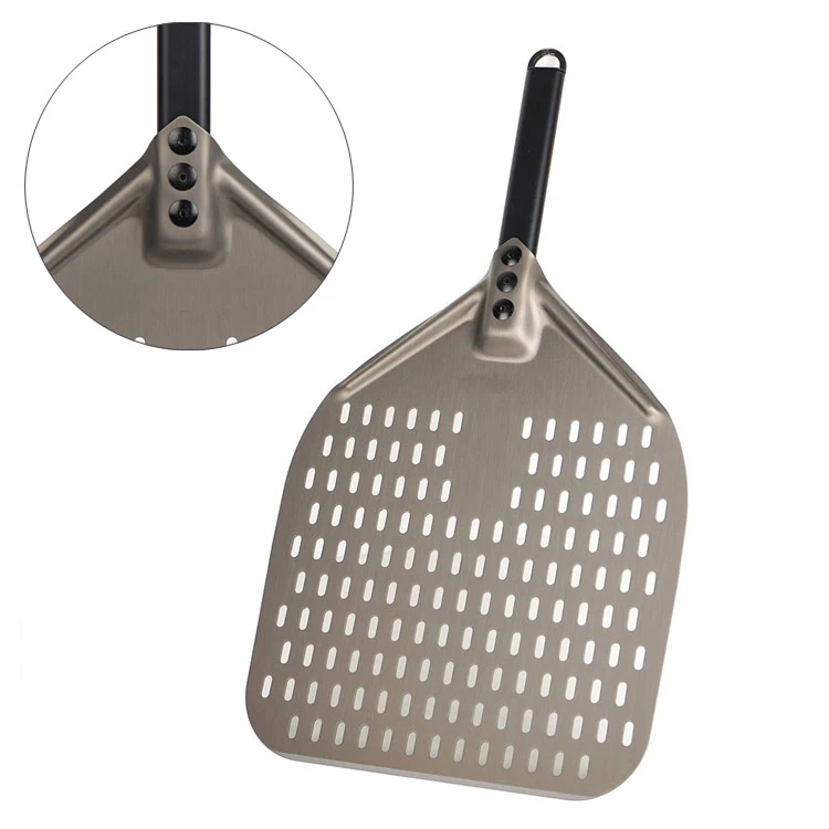 12 inch aluminum metal pizza shovel perforated pizza peel metal professional short handle with metal handle