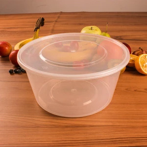 1500ml big capacity Disposable round plastic take away food container with lid