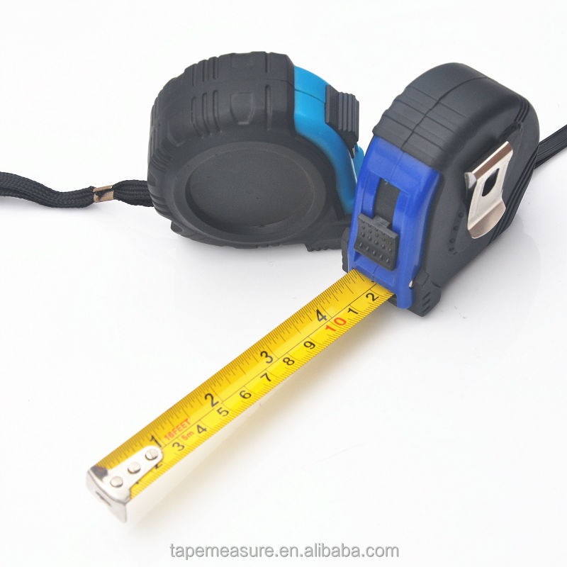 16feet/5m blue rubber construction measuring tools graduated steel ruler measurement tape with Your Logo or Name