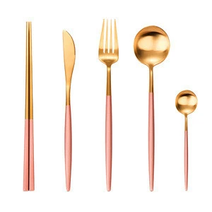 18-10 Stainless Steel Copper rose gold Cutlery  for Wedding Event Restaurant gold plated flatware
