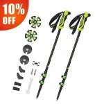 2 Pcs Pack Aluminum Climbing Stick Green Snow Basket Hiking Walking Sticks