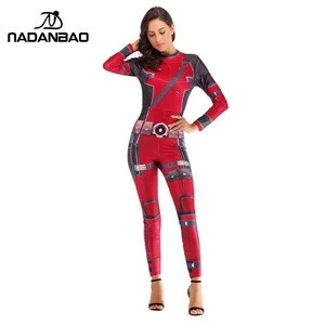 2018 Fashion movie Adult Women Sexy Jumpsuit Halloween Deadpool Full Cosplay Costume