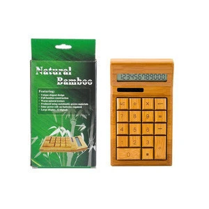 2018 Hot New Products Portable Natural Eco-friendly Solar Powered Bamboo 12 Digit 18Keys Promotion Calculator