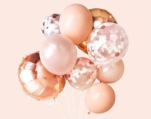 2019 12 inch Hot Sale Amazon Skin Rose Gold Confetti Latex Foil Balloon for Party Decorations
