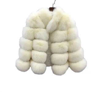 2019 High Quality Fashion White Faux Fox Fur  winter jackets fur womens coats