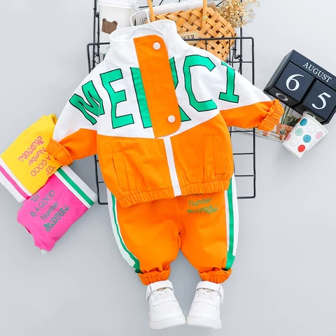 2020 Autumn Kid Boy Girl Clothing New Casual Tracksuit Long Sleeve Letter Zipper Sets Infant Clothes Baby Pants 4 5 6 Years