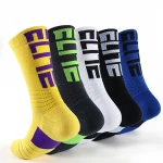 2020 new men's elite socks alphabet tube basketball socks thickened collar non-slip sports socks