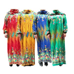 2020  rayon cotton free size african beautiful flower long sleeve female  muslim clothing abaya