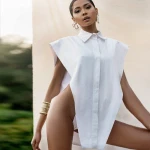 2021 summer fashion shoulder loose shirt vest niche design pure color  vest
