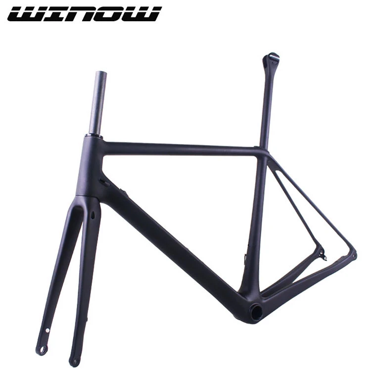 2021 Winowsports super light disc brake black matte Carbon road bike frame seatpost 27.2mm disc brake Carbon bicycle frame