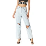 2021 women jeans hot sale new style women high waist straight ripped jeans women soft fabric casual denim pants