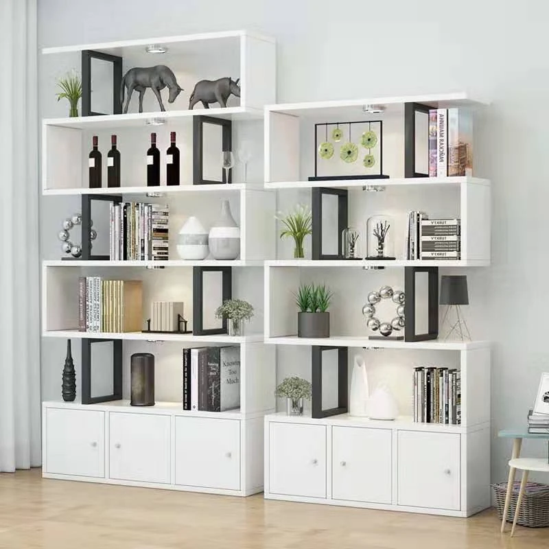 2021Fashion household bookshelf storage modern shelf display life library wooden wrought bookshelf bookcase