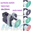 22mm XB2 Similar Momentary/Self-Reset Push Button Switch with Symbol Stop Start Arrow On-Off 10A/600V