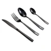 24pcs black gold stainless steel knife fork and spoon tableware