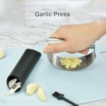 3 In 1 Set Kitchen Manual Ginger Chopper Peeler Crusher Good Grip Stainless Steel Garlic Press Rocker with Brush