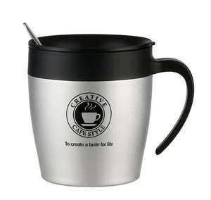 330ml Coffee Mug Vacuum Cup Thermos Stainless Steel Insulated Water Cups Tumbler with Handle Lid and Mixing Spoon Office