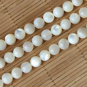 4-14mm white mother of pearl shell/nacre round beads