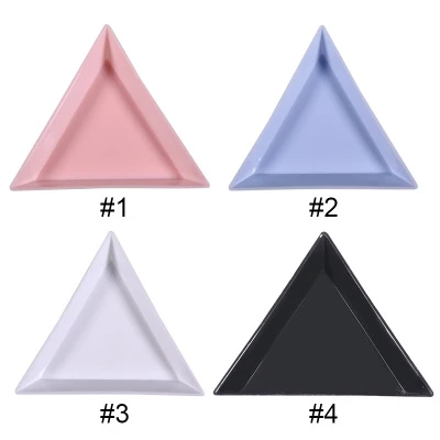 4 color Plastic Triangle Crystal Rhinestone Sorting Container Empty Nail Art Trays For Nail Tool NP80