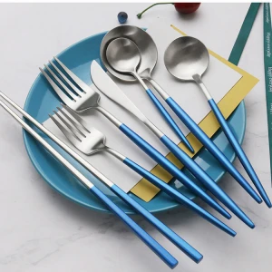 4 pcs  a set 304 stainless steel color handle silver flatware set