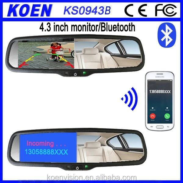 4.3&quot; Car Reversing Aid Rearview Mirror Bluetooth Monitor Hand Free Car Kit