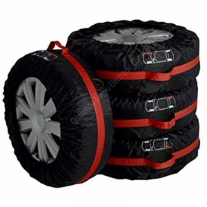4Pcs/set Spare Tire Cover Case Polyester Car Tyre Storage Bag Automobile Tyre Accessories Auto Vehicle Wheel Protector