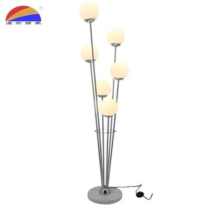 6 ways heads floor lamp light with frosted glass ball fit E14 bulbs for hotel living room and bedroom