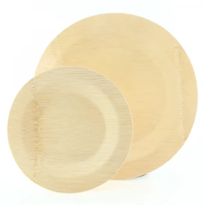 7 Inch Disposable Eco-friendly Cutlery Bamboo Round Plate Dinnerware Set