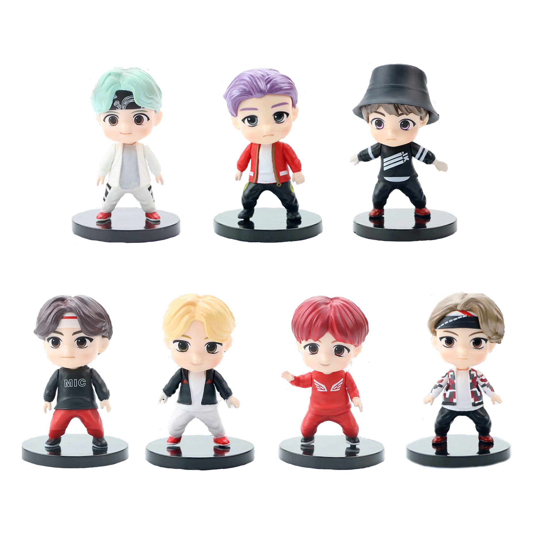 7 PCS 7CM BTS Action Figures Cake Topper Decoration for Fans Birthday Collection Gifts Party Doll Decoration