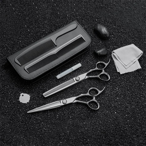 7.0 inches Professional Hair Scissors  set Hairdressing Scissors Hair Clipper Razor Thinning cutting Scissor Barber haircut