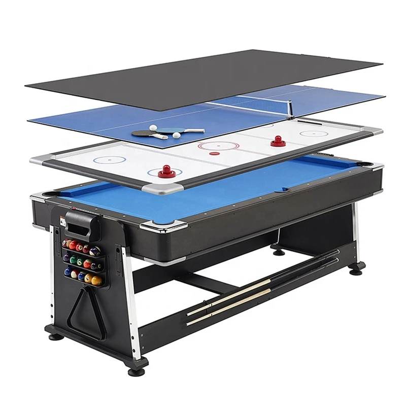 7FT 4 in 1 Indoor Game Air Hockey Dining  Billiard Pool Table Tennis Table Multi Game Table