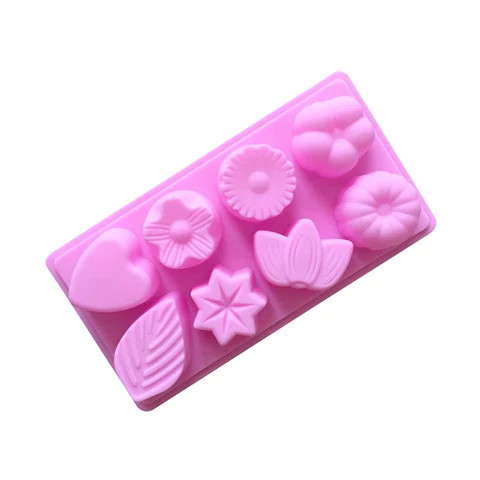 8 cavity flowers and plants silicone  mold cake baking DIY mold home DIY high temperature and easy to clean soap candle mold