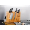 8pcs stainless steel kitchen tools ABS handle wooden block kitchen knife set